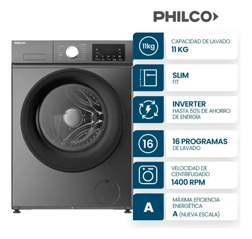 Lavarropas carga frontal slim fit en espacio reducido de laundry doméstico